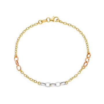 Bracciale donna JOY Gioielli in oro giallo, rosé e bianco con maglie ovali 226859-1
