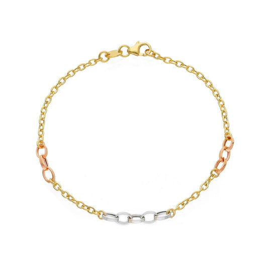 Bracciale donna JOY Gioielli in oro giallo, rosé e bianco con maglie ovali 226859-1