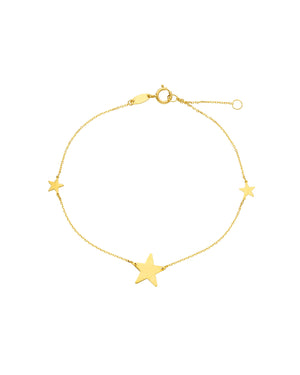 Bracciale catena da donna JOY Gioielli in oro giallo 18 kt con tre stelle distribuite sulla catenina 227697