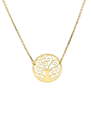 Collana girocollo da donna JOY Gioielli in oro giallo 18 kt con ciondolo a forma di albero della vita intarsiato 227701