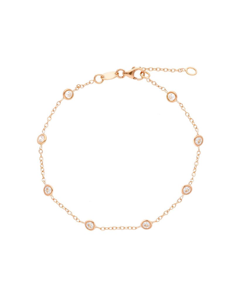 Bracciale catena da donna JOY Gioielli in oro rosé 18 kt con zirconi bianchi sulla catena 227937