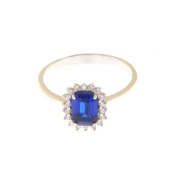 Anello donna JOY Gioielli oro bianco zirconi cristallo blu rettangolare 228397-1