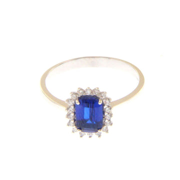 Anello donna JOY Gioielli oro bianco zirconi cristallo blu rettangolare 228397-1