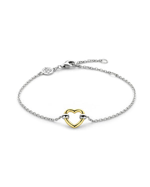 Bracciale catena da donna della collezione TI SENTO Milano in argento 925 con cuore dorato 23017SY
