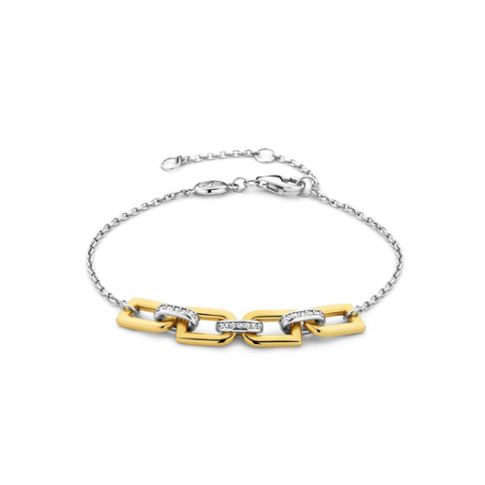 Bracciale catena donna TI SENTO Milano in argento dorato maglie e zirconi 23032ZY-2