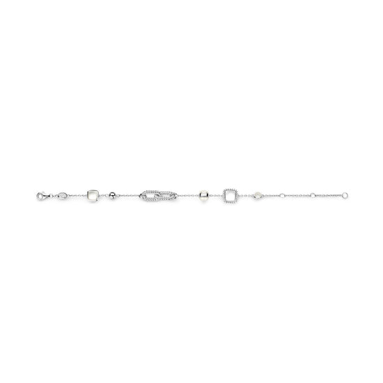 Bracciale catena donna TI SENTO Milano in argento maglie ovali, perla e zirconi 23033ZI-2