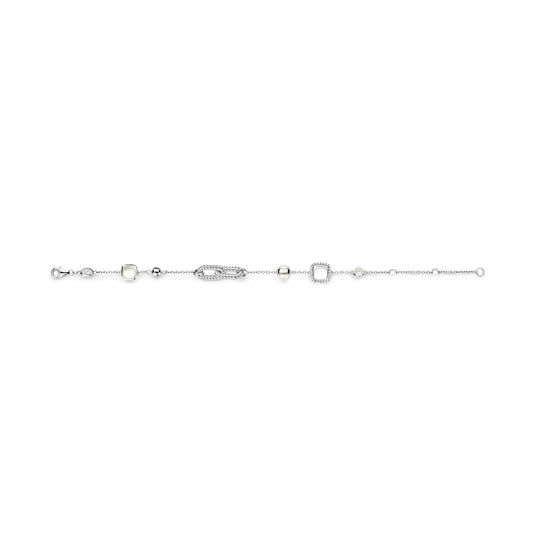 Bracciale catena donna TI SENTO Milano in argento maglie ovali, perla e zirconi 23033ZI-2
