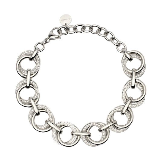 Bracciale donna 2Jewels Milano in acciaio cerchi intrecciati con cristalli 232491-1