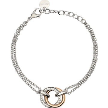 Bracciale donna 2Jewels Milano in acciaio rosé due cerchi intrecciati con cristalli 232492-1