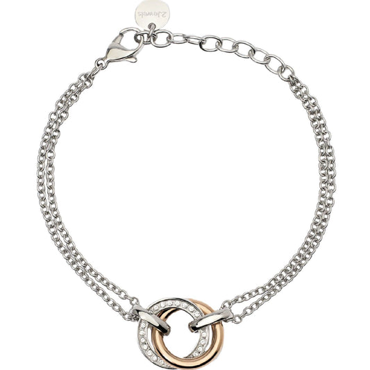 Bracciale donna 2Jewels Milano in acciaio rosé due cerchi intrecciati con cristalli 232492-1