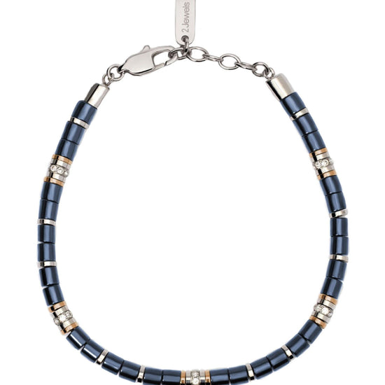 Bracciale uomo 2Jewels Next acciaio rosé ceramica blu e cristalli 232495-1