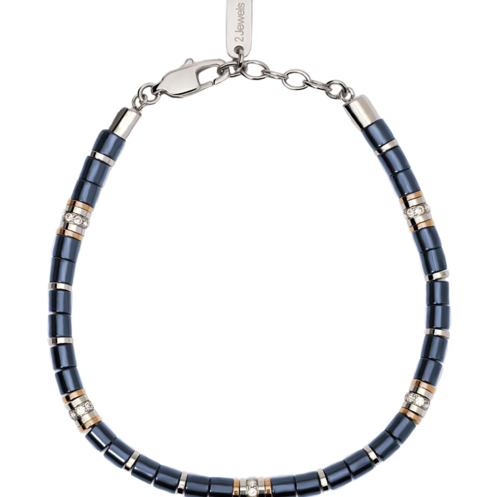 Bracciale uomo 2Jewels Next acciaio rosé ceramica blu e cristalli 232495-1