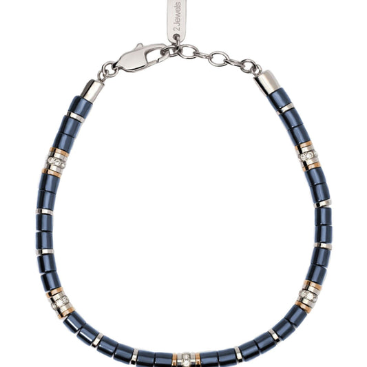Bracciale uomo 2Jewels Next acciaio rosé ceramica blu e cristalli 232495-1
