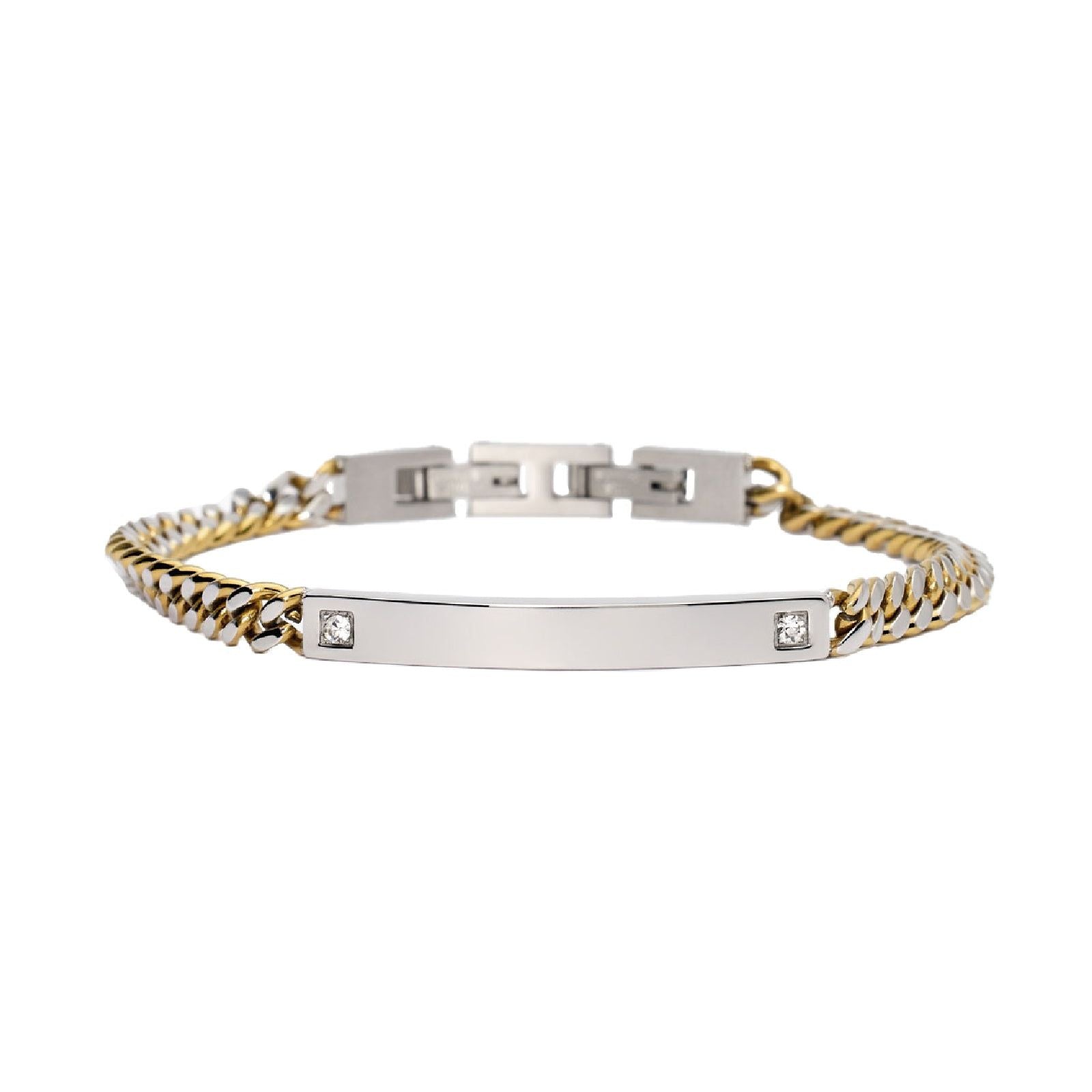 Bracciale uomo 2Jewels Legend in acciaio oro con piastrina e cristalli 232497-1