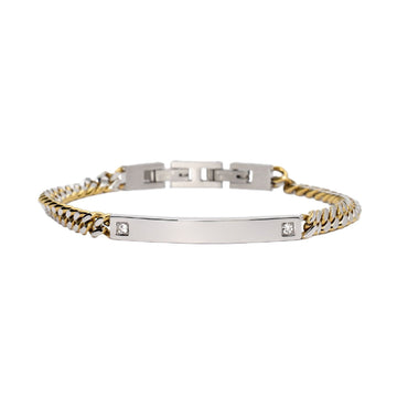 Bracciale uomo 2Jewels Legend in acciaio oro con piastrina e cristalli 232497-1