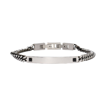 Bracciale uomo 2Jewels Legend in acciaio grigio con piastrina e cristalli neri 232498-1