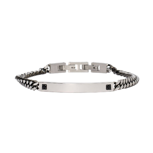 Bracciale uomo 2Jewels Legend in acciaio grigio con piastrina e cristalli neri 232498-1