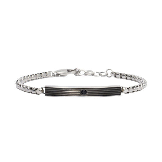 Bracciale uomo 2Jewels Blockchain acciaio con piastra e cristallo nero 232506-1