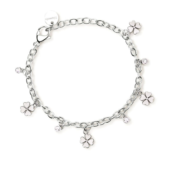 Bracciale donna 2Jewels Lady Ikon acciaio con quadrifogli e cristalli 232521-1
