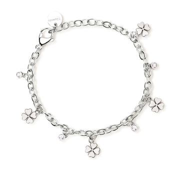 Bracciale donna 2Jewels Lady Ikon acciaio con quadrifogli e cristalli 232521-1