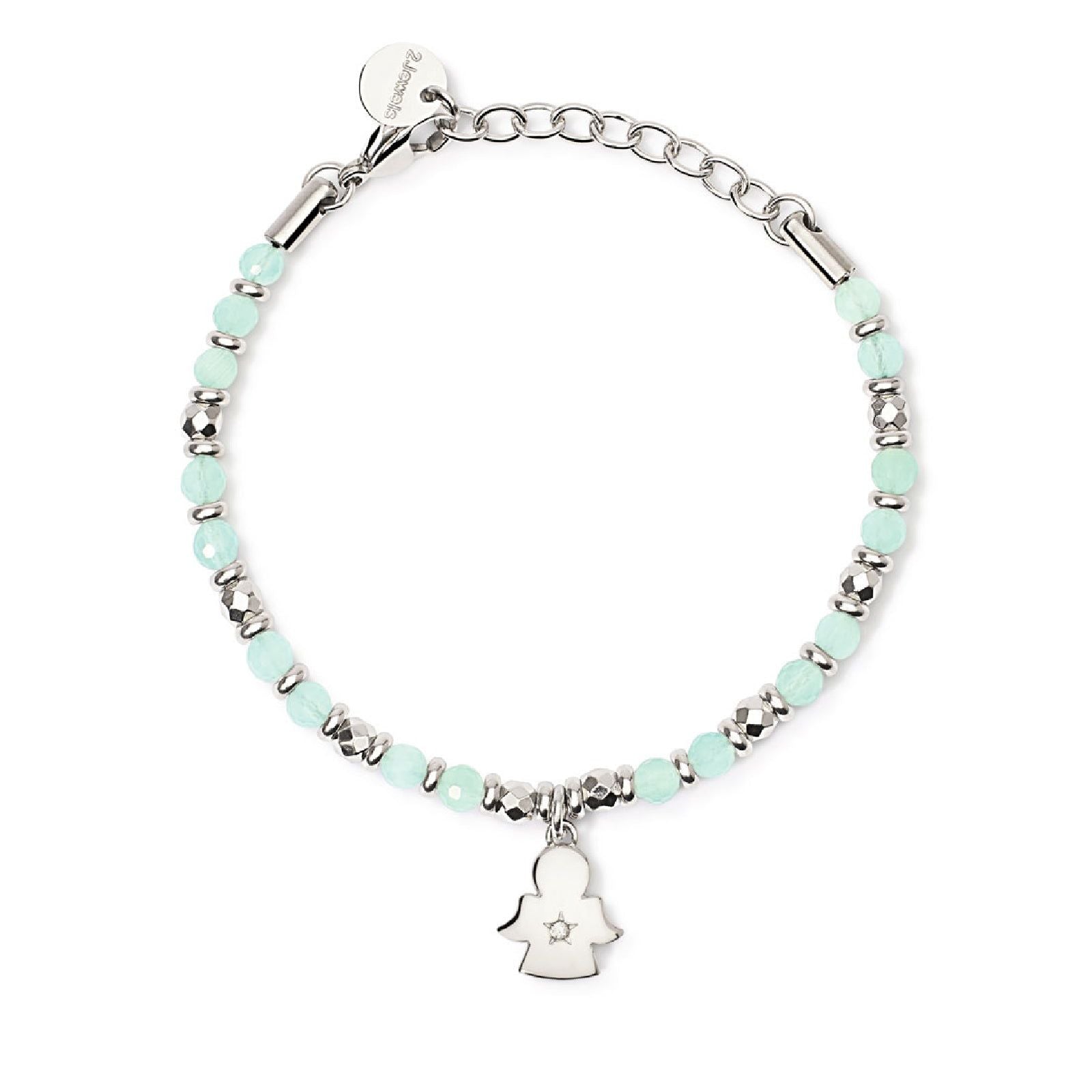 Bracciale donna 2Jewels Lady Ikon acciaio con angelo, sfere e glass verde 232526-1