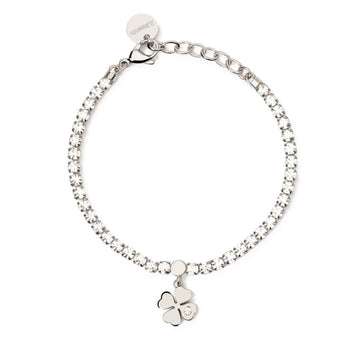 Bracciale tennis donna 2Jewels Youcolors acciaio cristalli bianchi e quadrifoglio 232528-1