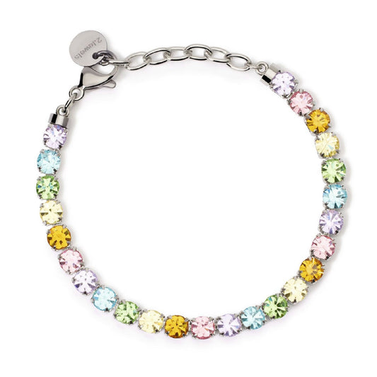 Bracciale tennis donna 2Jewels Youcolors acciaio cristalli multicolor accesi di 5mm 232533-1
