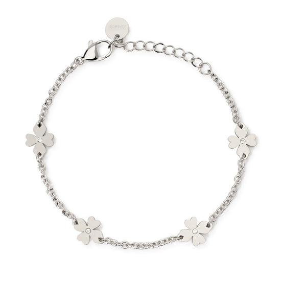 Bracciale donna 2Jewels Preppy acciaio con quadrifogli e cristalli 232534-1
