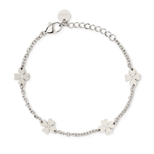 Bracciale donna 2Jewels Preppy acciaio con quadrifogli e cristalli 232534-1