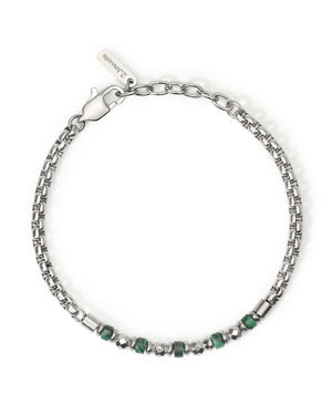 Bracciale catena da uomo 2Jewels Original in acciaio con elementi diamantati e malachite verde 232552