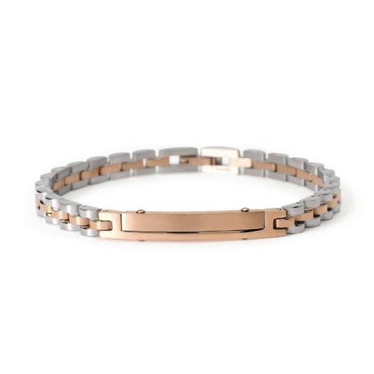 Bracciale uomo 2Jewels Type in acciaio bicolor rosé con piastra centrale 232558-1
