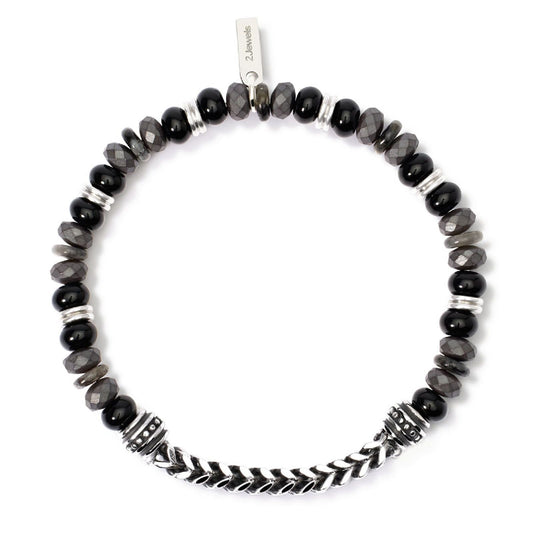 Bracciale elastico uomo 2Jewels Ethno acciaio con ematite, agata e labradorite 232567-1