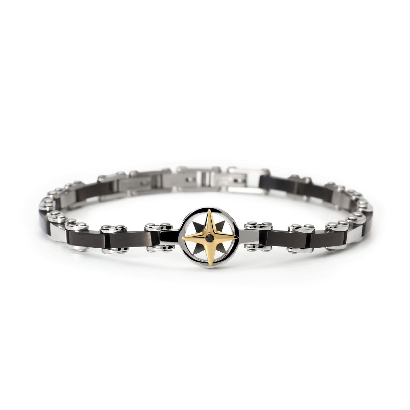 Bracciale uomo 2Jewels Navy acciaio con rosa dei venti e cristallo nero 232570-1