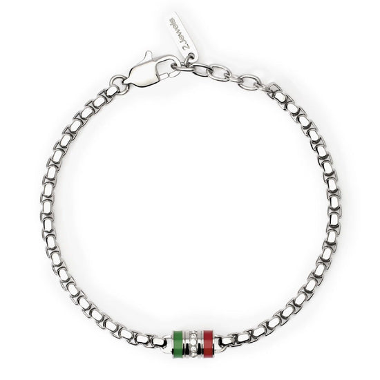 Bracciale uomo 2Jewels Blockchain con rondella verde e rossa con cristalli 232577-1