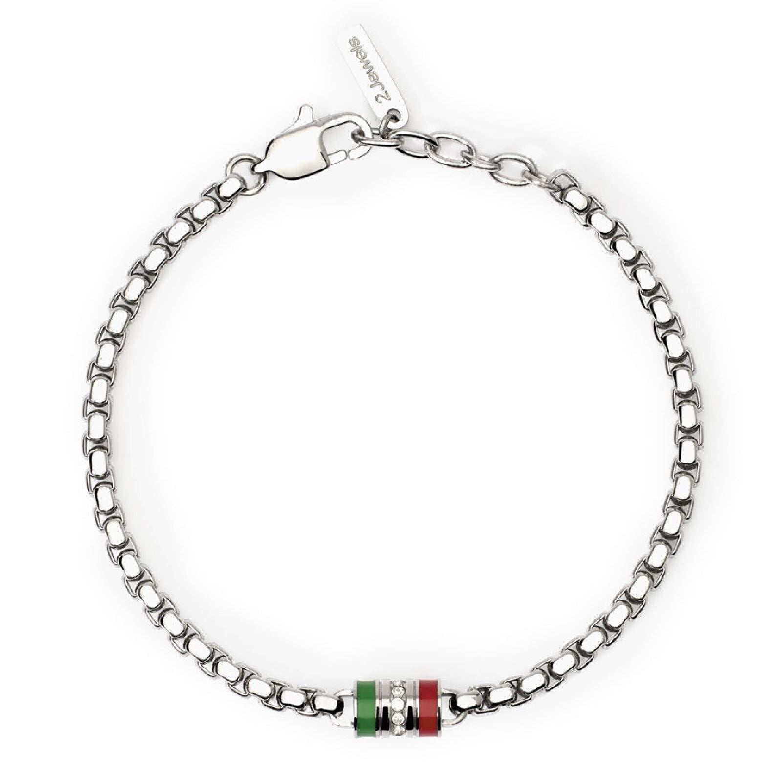 Bracciale uomo 2Jewels Blockchain con rondella verde e rossa con cristalli 232577-1