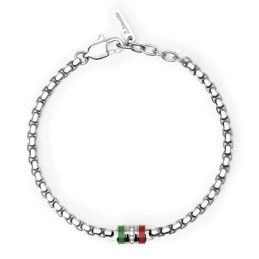 Bracciale uomo 2Jewels Blockchain con rondella verde e rossa con cristalli 232577-1