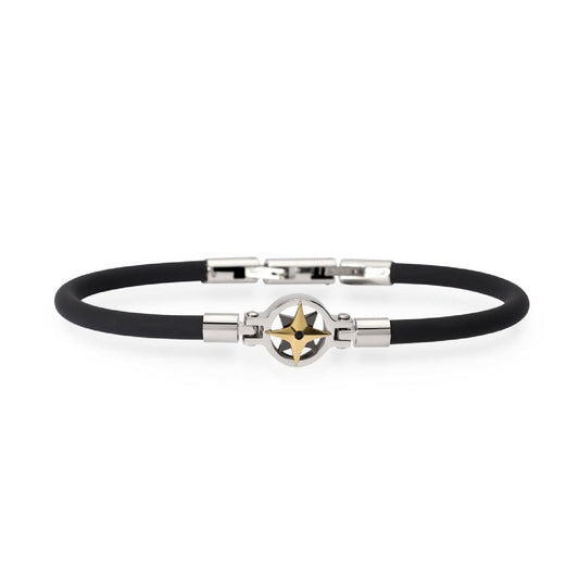 Bracciale uomo 2Jewels Navy silicone e acciaio con rosa dei venti e cristallo nero 232579-1
