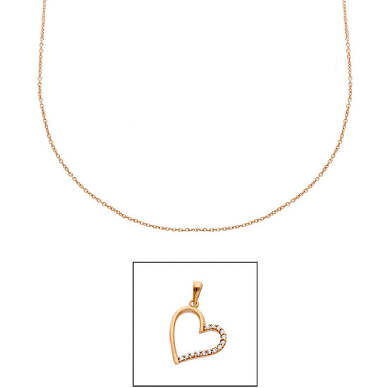 Collana donna JOY Gioielli Oro in oro rosa con cuore e zirconi 232605ROLO40-1