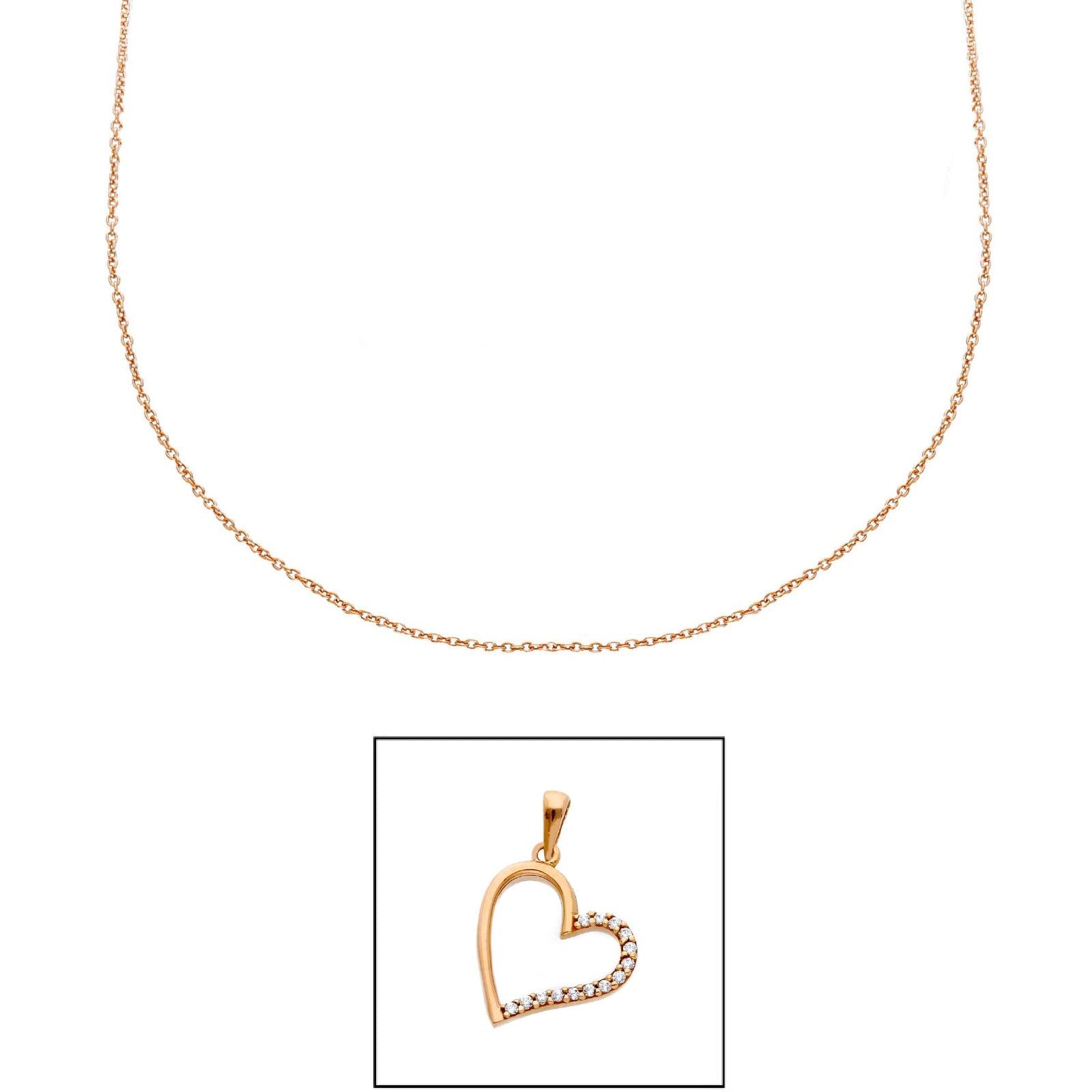 Collana donna JOY Gioielli Oro in oro rosa con cuore e zirconi 232605ROLO40-1