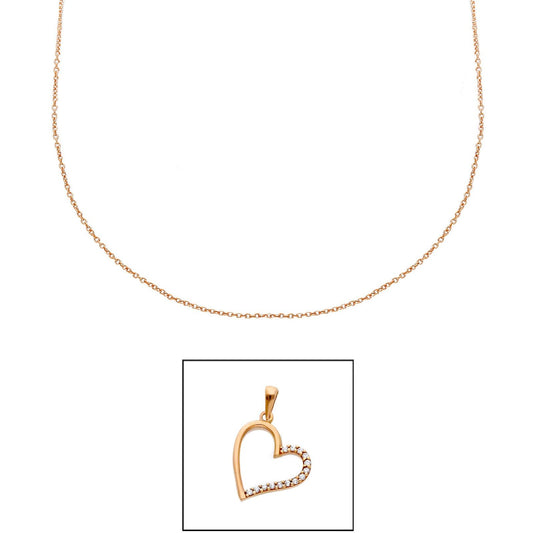 Collana donna JOY Gioielli Oro in oro rosa con cuore e zirconi 232605ROLO40-1