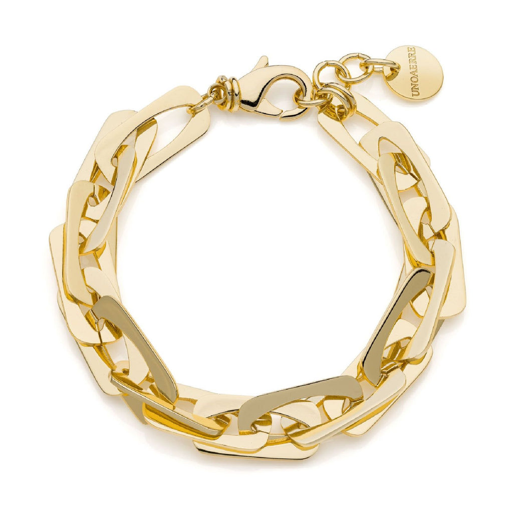 Bracciale catena Unoaerre Fashion Jewellery Bronze da donna in bronzo bagnato in oro 24kt con maglie geometriche 2345