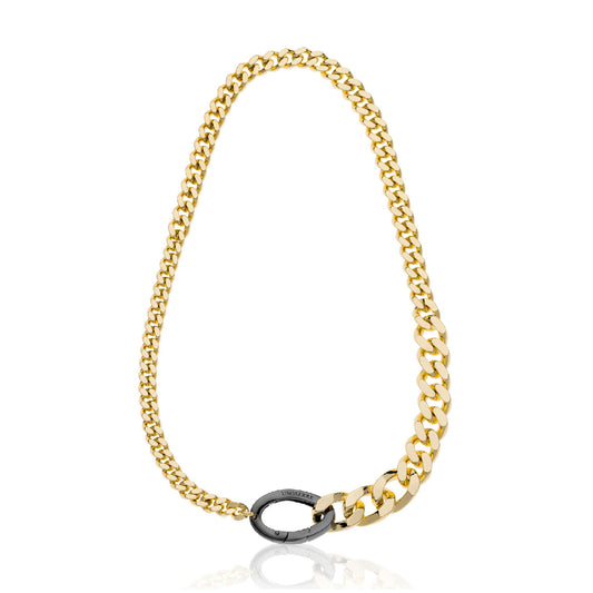 Collana donna Unoaerre Fashion bronzo dorato moschettone nero 2356