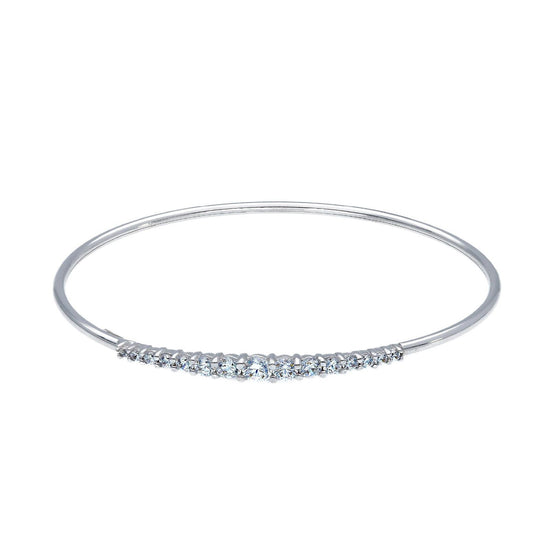 Bracciale rigido donna JOY Gioielli in oro bianco con zirconi bianchi centrali 236613-1
