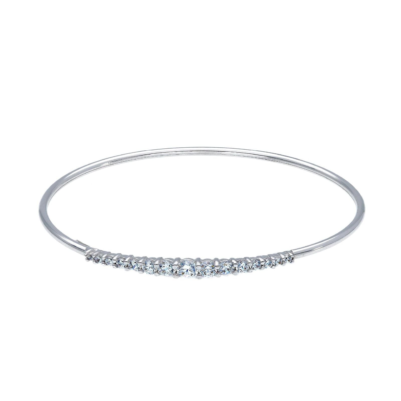 Bracciale rigido donna JOY Gioielli in oro bianco con zirconi bianchi centrali 236613-1
