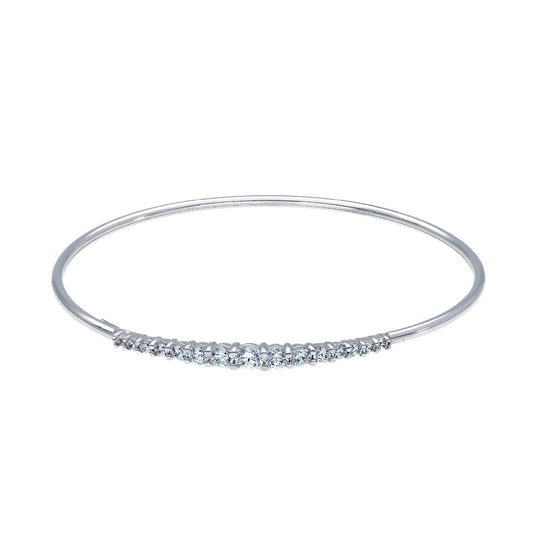 Bracciale rigido donna JOY Gioielli in oro bianco con zirconi bianchi centrali 236613-1