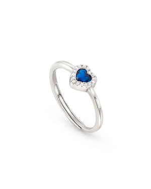 Anello da donna della collezione Nomination All My Love in argento 925 con zirconi bianchi e uno blu a forma di cuore 240300/012