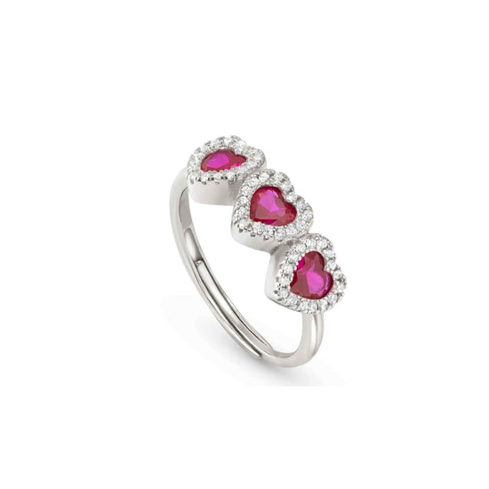 Anello donna Nomination All My Love argento zirconi bianchi e tre rossi a cuore 240301-006-1