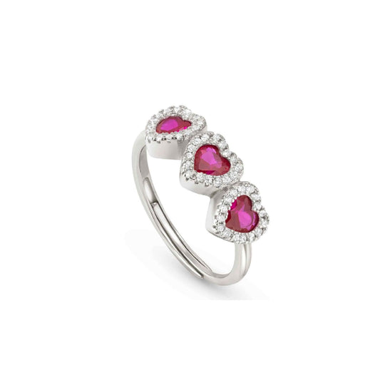 Anello donna Nomination All My Love argento zirconi bianchi e tre rossi a cuore 240301-006-1