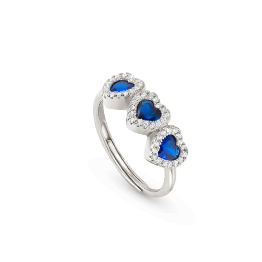 Anello donna Nomination All My Love argento zirconi bianchi e tre blu a cuore 240301-012-1
