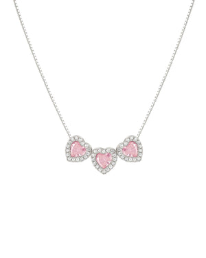 Collana da donna Nomination All My Love in argento 925 con tre ciondoli a cuore con zirconi bianchi e rosa 240303/002